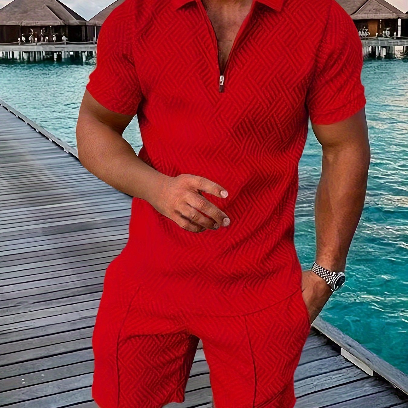 Men's T-shirt short sleeve + shorts casual sports suit blue